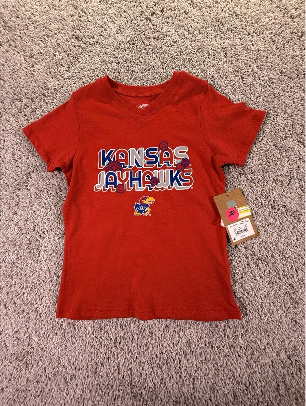 NWT Girls Kansas Jayhawks T Shirt Size 6/6X Red